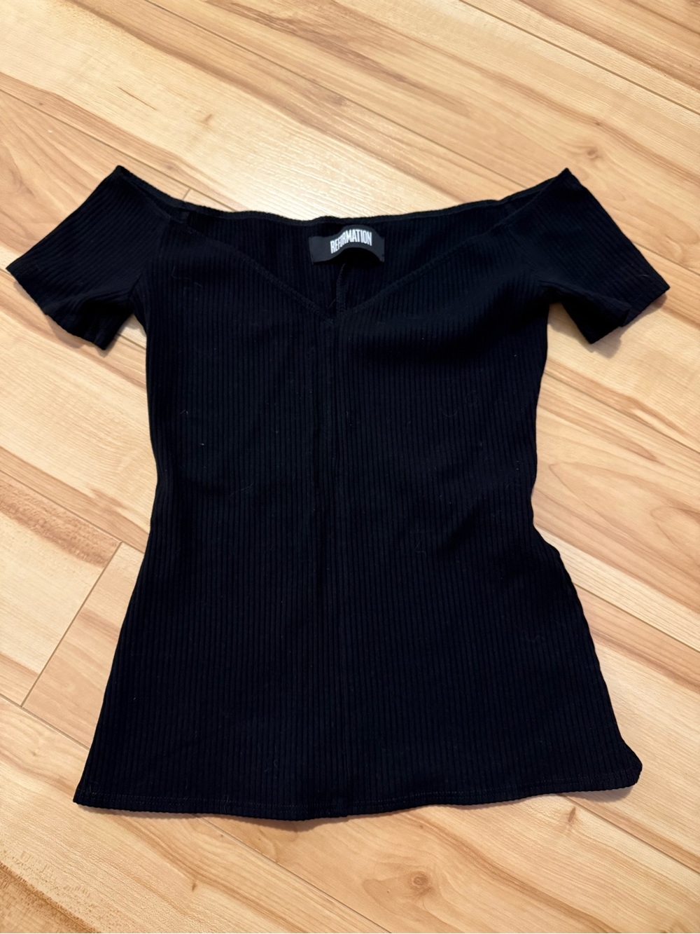 Reformation Black Ribbed Knit Top